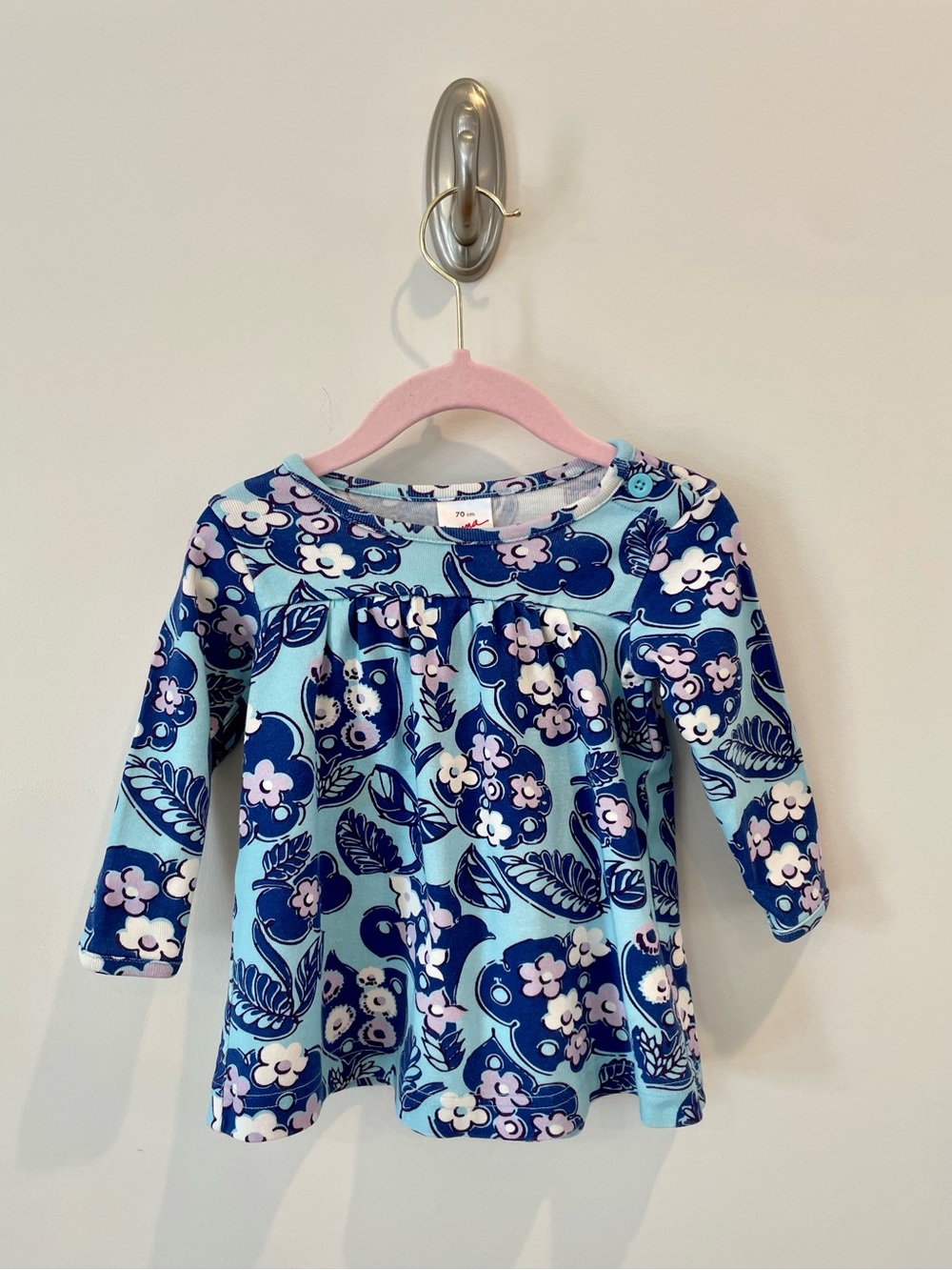 Hanna Andersson Blue Floral Long Sleeve Dress - 6-12 mo (70 cm)
